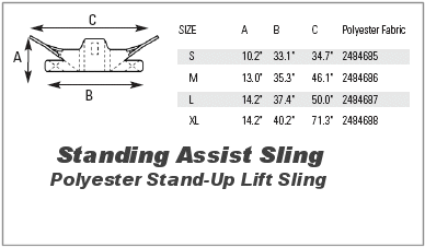 Stand Assist Sling Size Chart